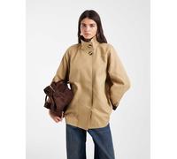 Vero Moda giacca a mantella con collo alto e dettagli a contrasto beige-Neutro L