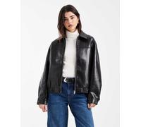 Vero Moda - Giacca bomber extra larga in pelle sintetica nera-Nero XXS