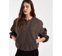 Vero Moda giacca bomber testurizzata senza colletto color marrone cioccolato M