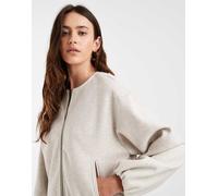 Vero Moda giacca bomber testurizzata senza colletto in crema mélange-Bianco S
