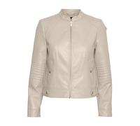 VERO MODA Giacca in finta pelle, colletto alla coreana alto, chiusura a zip sul davanti e tasche laterali con bottone a clip. Beige Panna