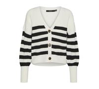 Vero Moda - Cardigan bianco e nero a righe pesante a coste con bottoni M