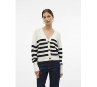 Vero Moda - Cardigan bianco e nero a righe pesante a coste con bottoni XS