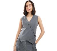 Vero Moda - Gilet asimmetrico grigio scuro mélange in coordinato 34