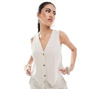 Vero Moda - Gilet in misto lino color pietra in coordinato-Neutro S