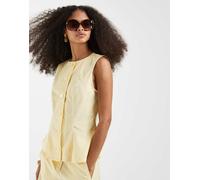 Vero Moda - Gilet sartoriale effetto lino giallo banana in coordinato S