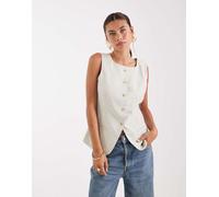 Vero Moda - Gilet sartoriale taglio lungo panna mélange-Neutro 36