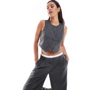 Vero Moda - Gilet taglio corto grigio scuro mélange in coordinato 34