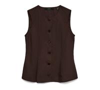Vero Moda - Gilet sartoriale effetto lino color cioccolato in coordinato-Marrone S