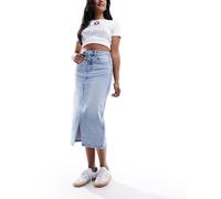 Vero Moda - Gonna al polpaccio in denim azzurro con spacco sul davanti-Blu M