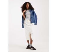 Vero Moda - Gonna di jeans al polpaccio écru con spacco sul davanti-Bianco 2XL