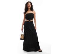 Vero Moda - Gonna lunga bohémien nera in jersey a balze-Nero XS