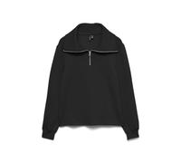 VERO MODA Half Top Jrs Vmhali LS Ga Boo-Maglia con Mezza Zip, Nero, XS Donna