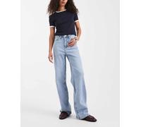 VERO MODA Straight Fit Jeans Stone Washed Denim Pants High Cut 5 Pocket Style VMTESSA, Colore:Azzurro, Taglia:28W / 32L, Lunghezza della Gamba:L32