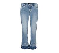 VERO MODA Jeans Flared, lunghezza alla caviglia, vita media , lavaggio chiaro con orlo taglio vivo e banda scura. Blu XS/32 Blu denim