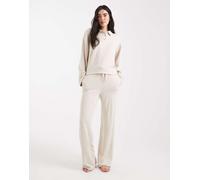 Vero Moda - Joggers a fondo ampio morbidissimi allacciati in vita color panna in coordinato-Bianco XS