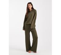 Vero Moda - Joggers a fondo ampio morbidissimi allacciati in vita color verde oliva in coordinato S