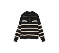 VERO MODA Maglione da Donna VMSABA, Nero/Strisce: Betulla, XXL