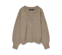 VERO MODA LS V-Neck Vmboom Noos-Pullover con Scollo a V, Visone Argenteo, S Donna