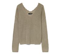 Vero Moda maglia in lurex con scollo a V tortora XL