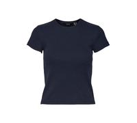 Vero Moda - T-shirt blu navy a coste con scollo rotondo L