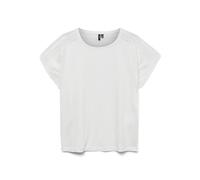 VERO MODA Maglietta da Donna alla Moda, Scollo Rotondo, con Pizzo Ricamato, Bianco, L