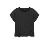 VERO MODA Maglietta da Donna alla Moda, Scollo Rotondo, con Pizzo Ricamato, Nero, M