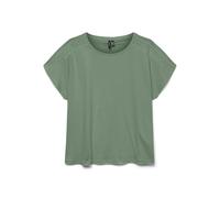 VERO MODA Maglietta da Donna alla Moda, Scollo Rotondo, con Pizzo Ricamato, Verde Acceso, XS
