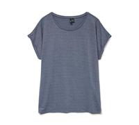 VERO MODA Maglietta da Donna Lucida, Girocollo, a Maniche Corte, Basic Look Quotidiano, Blu Porcellana, XS