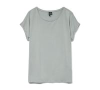 VERO MODA Maglietta da Donna Lucida, Girocollo, a Maniche Corte, Basic Look Quotidiano, Gray Mist, L