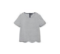 VERO MODA Top a Righe Collo Tondo e Design con Zip, T-Shirt Stretch - Maglia a Righe per Donna, Colore:Marina, Taglia:M