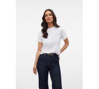 VERO MODA Top Manica Corta Girocollo Taglio Classico Donna Basic, Colore:Bianco-2, Taglia:XS