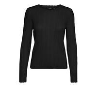 VERO MODA Maglioncino leggero tramato e girocollo smerlato. XS Nero
