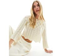 Vero Moda - Maglione all'uncinetto color crema con maniche ampie-Bianco M