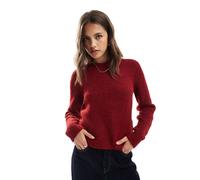 Vero Moda - Maglione bordeaux in maglia soffice con scollo circolare-Rosso XL