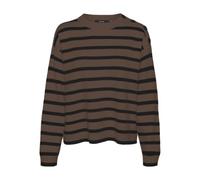 VERO MODA Maglione da Donna Vmsaba LS O-Neck Button Ga Noos, Pinecone/Strisce: Nero, L