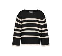 VERO MODA Maglione da Donna Vmsaba LS O-Neck Ga Girl Noos Knitted Jumper, Nero/Strisce: Betulla, 158-164