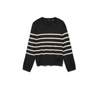 VERO MODA Maglione da Donna VMSABA, Nero/Strisce: Betulla, L