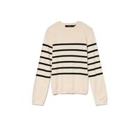 VERO MODA Maglione da Donna Vmsaba Plain LS O-Neck Ga Noos, Betulla/Strisce: Nero, L