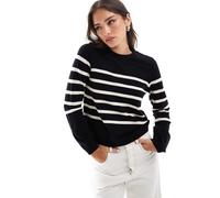 VERO MODA Maglione da Donna VMSABA, Nero/Strisce: Betulla, XL