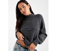 Vero Moda - Maglione grigio scuro mélange con maniche voluminose e scollo a imbuto M