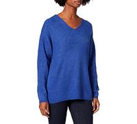 VERO MODA Maglione in Maglia Scollo a V a Maniche Lunghe Maglione Lavorato VMCREWLEFILE., Colore:Blu Scuro, Taglia:L