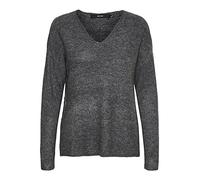 VERO MODA Maglione in Maglia Scollo a V a Maniche Lunghe Maglione Lavorato VMCREWLEFILE., Colore:Grigio, Taglia:XL