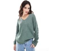 Vero Moda - Maglione leggero verde mélange con scollo a V XXS