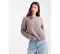Vero Moda - Maglione morbido e soffice color fossile mélange con scollo rotondo-Neutro XL
