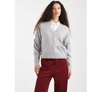 Vero Moda - Maglione morbido oversize color grigio mélange con scollo a V S