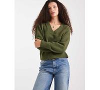 Vero Moda - Maglione morbido oversize color verde mélange con scollo a V L