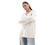 Vero Moda - Maglione morbido taglio lungo color crema-Bianco XS