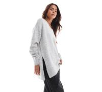 Vero Moda - Maglione morbido taglio lungo grigio chiaro mélange S