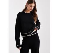 Vero Moda - Maglione nero con profili color panna a contrasto in coordinato XL